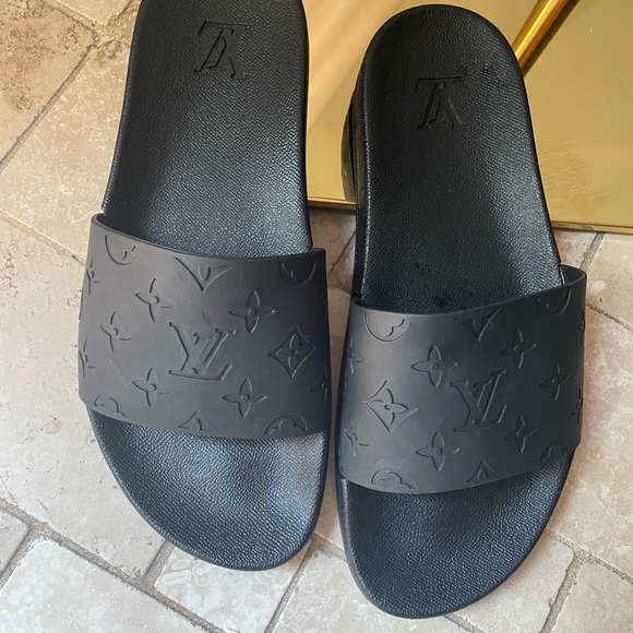 None Shoes - Fashion Water Slides Black Sandals Shoes Fit 9-9.5